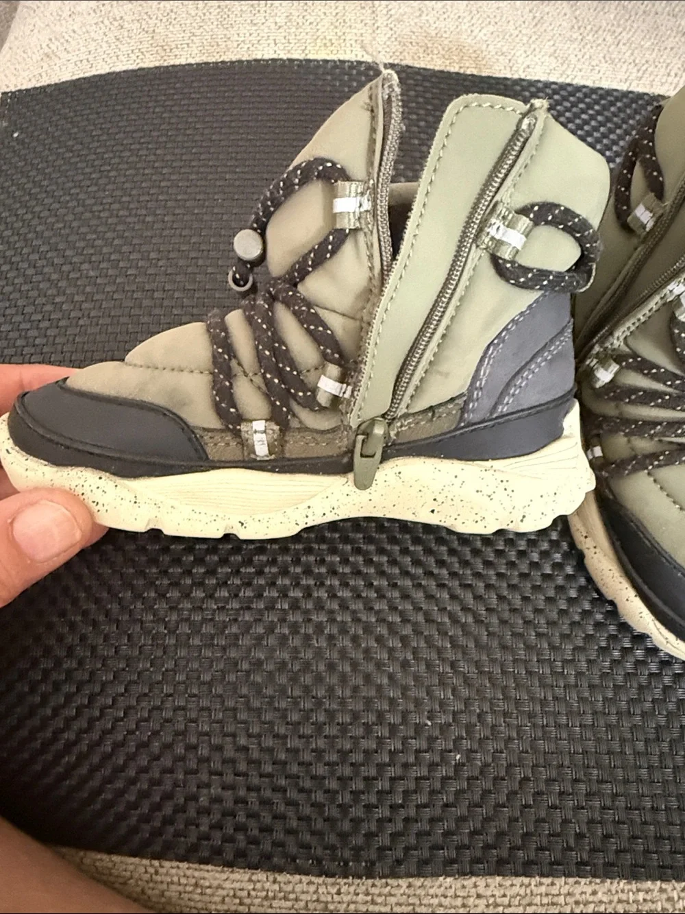 ZARA Kids Olive and Black Lace-Up Boots